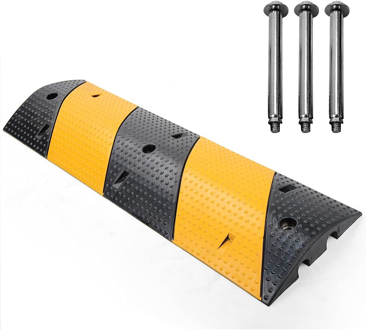 2 Channel Heavy Duty Rubber Speed Bumps with 3 Bolts, Pack of 2 L5244