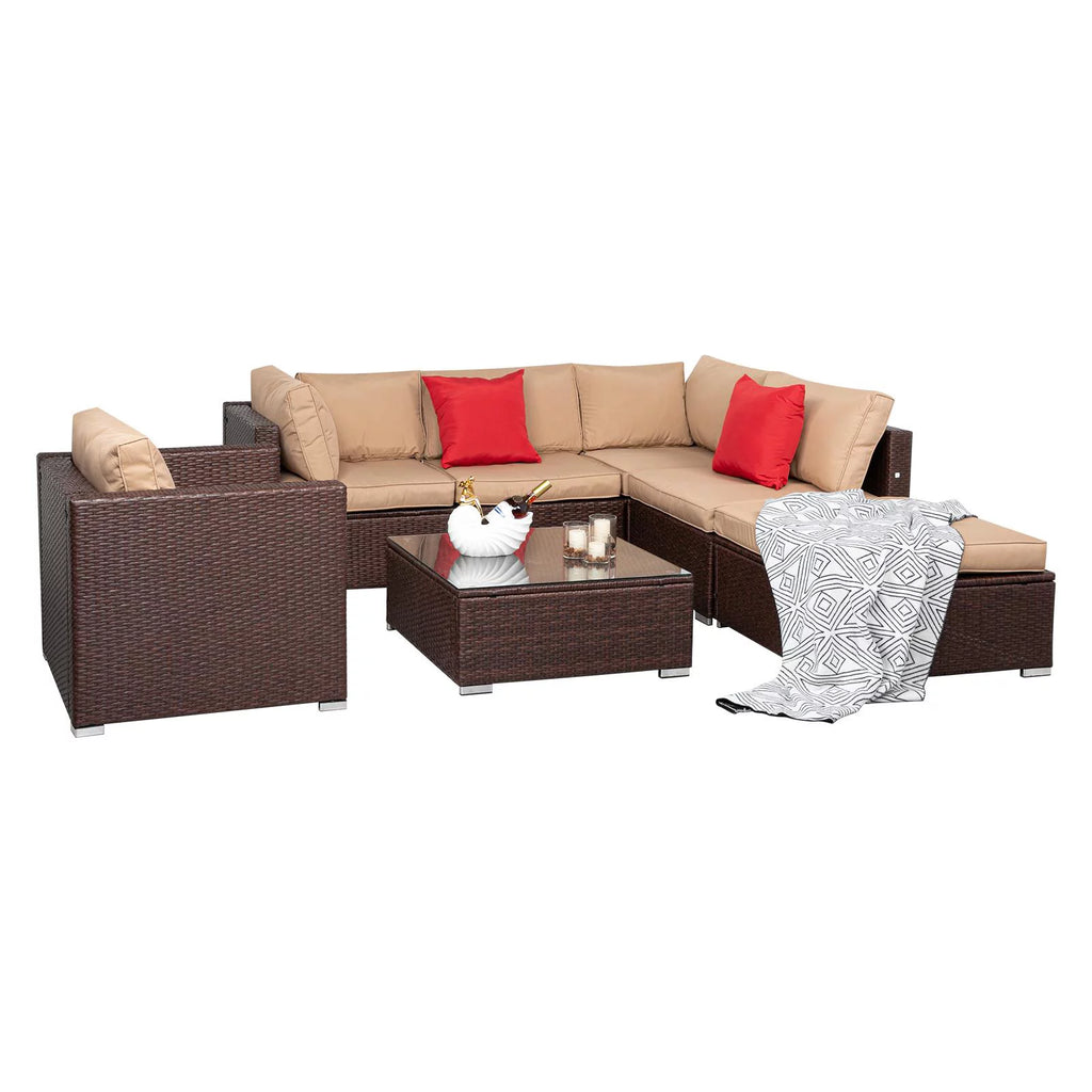 7 Pc Rattan Wicker Sofa Set Z4161