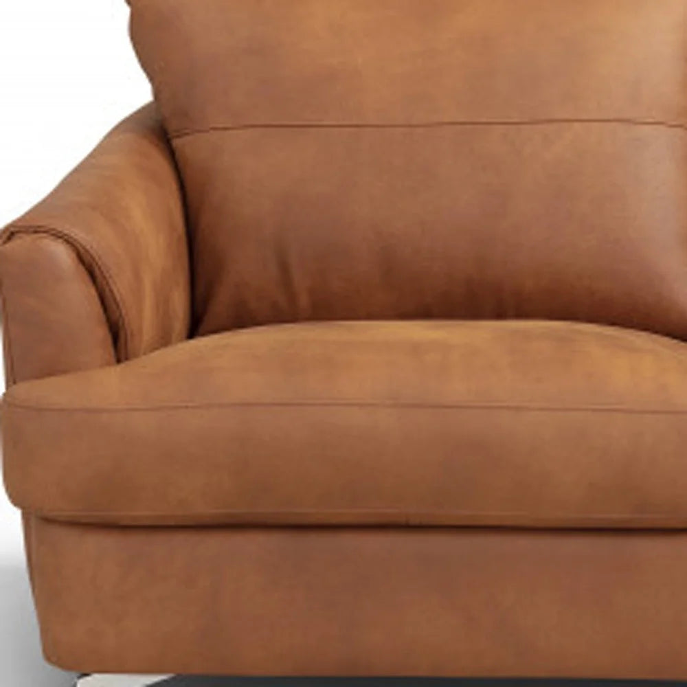 Camel Leather & Black Love Seat M8214