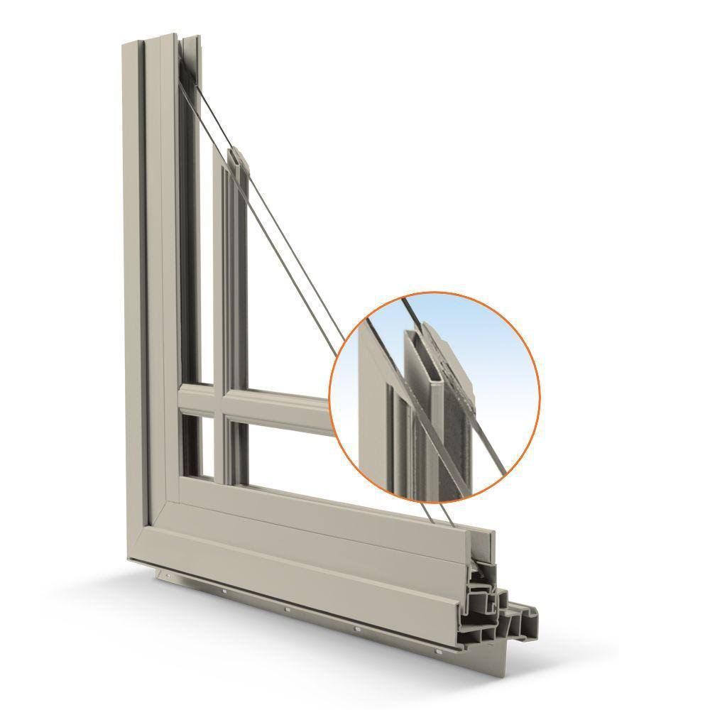 White Vinyl Awning Window with Colonial Grids O635559