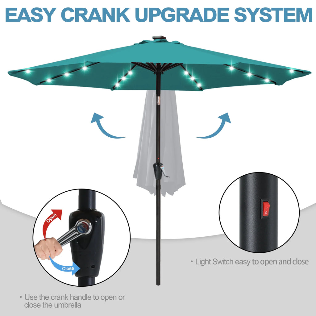 Turquoise Patio Solar Umbrella with Tilt and Crank G8785