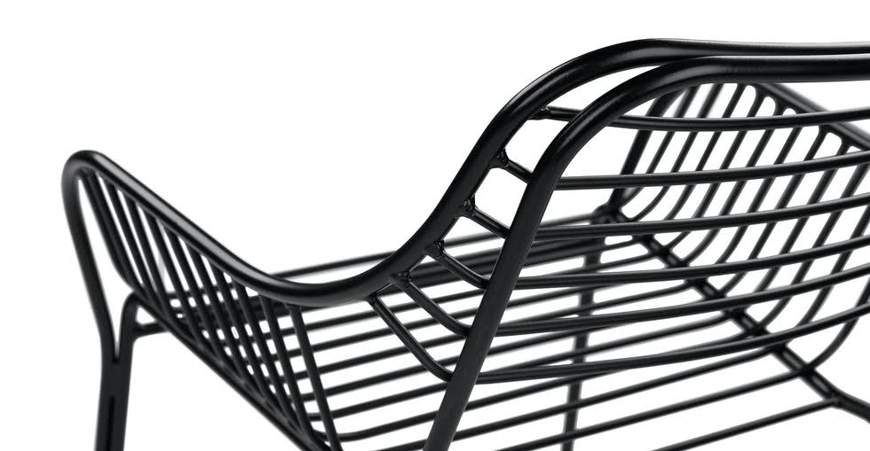 Black Outdoor Dining Armchairs Metal Frame Q239911