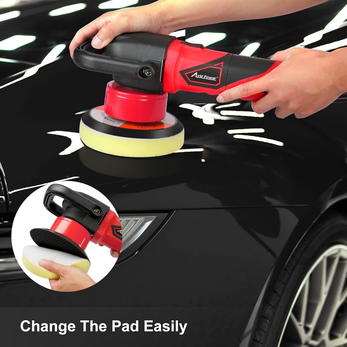 5/6 Dual Action Polisher with 6 Variable Speed, 5” & 6” Foam Pads 4pcs Z45633