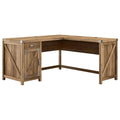 Reclaimed Pine L Shaped Desk with Drawer and Storage Cabinet S465
