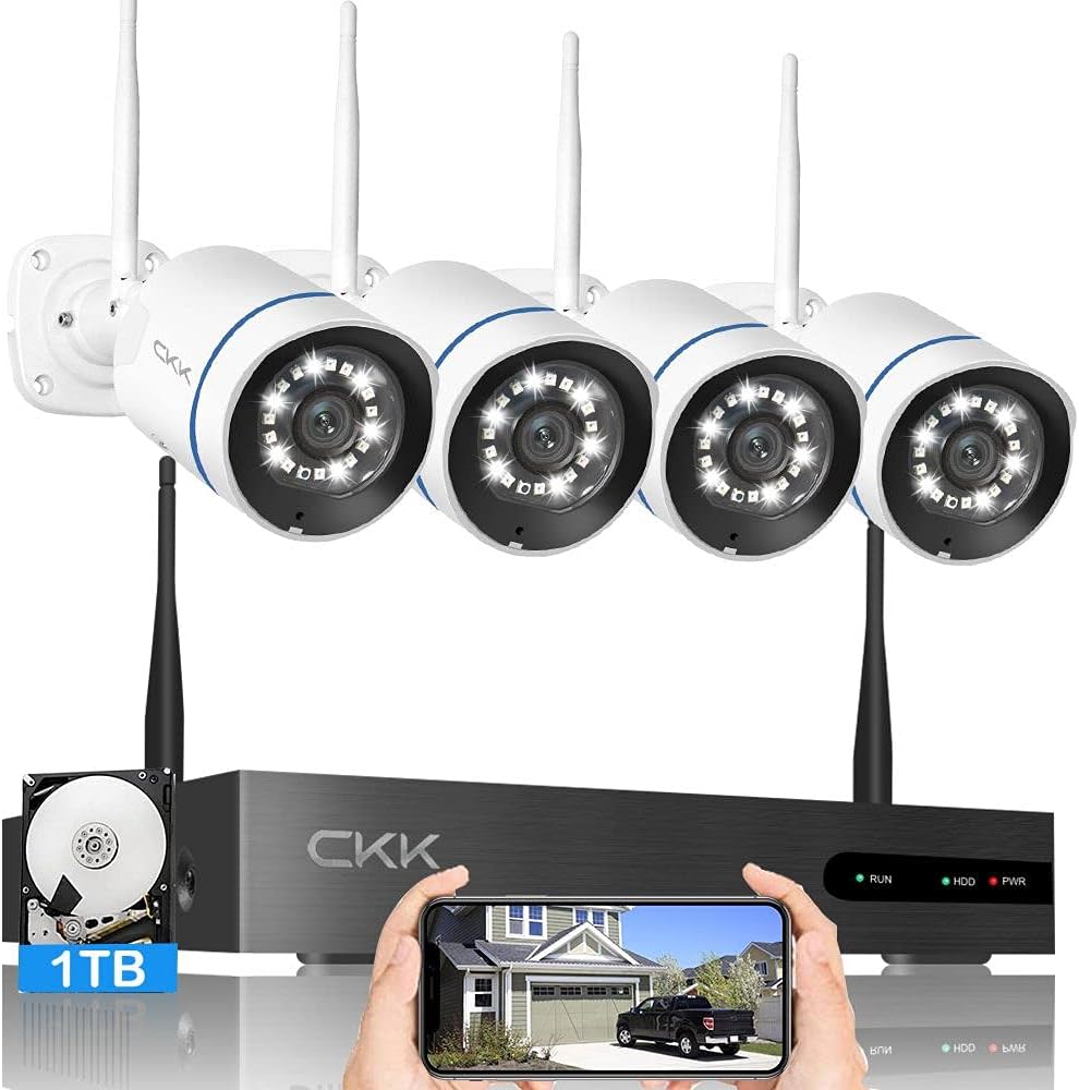 8CH NVR System with 1TB Hard Drive, 4Pcs 3MP WiFi Security Cameras J726