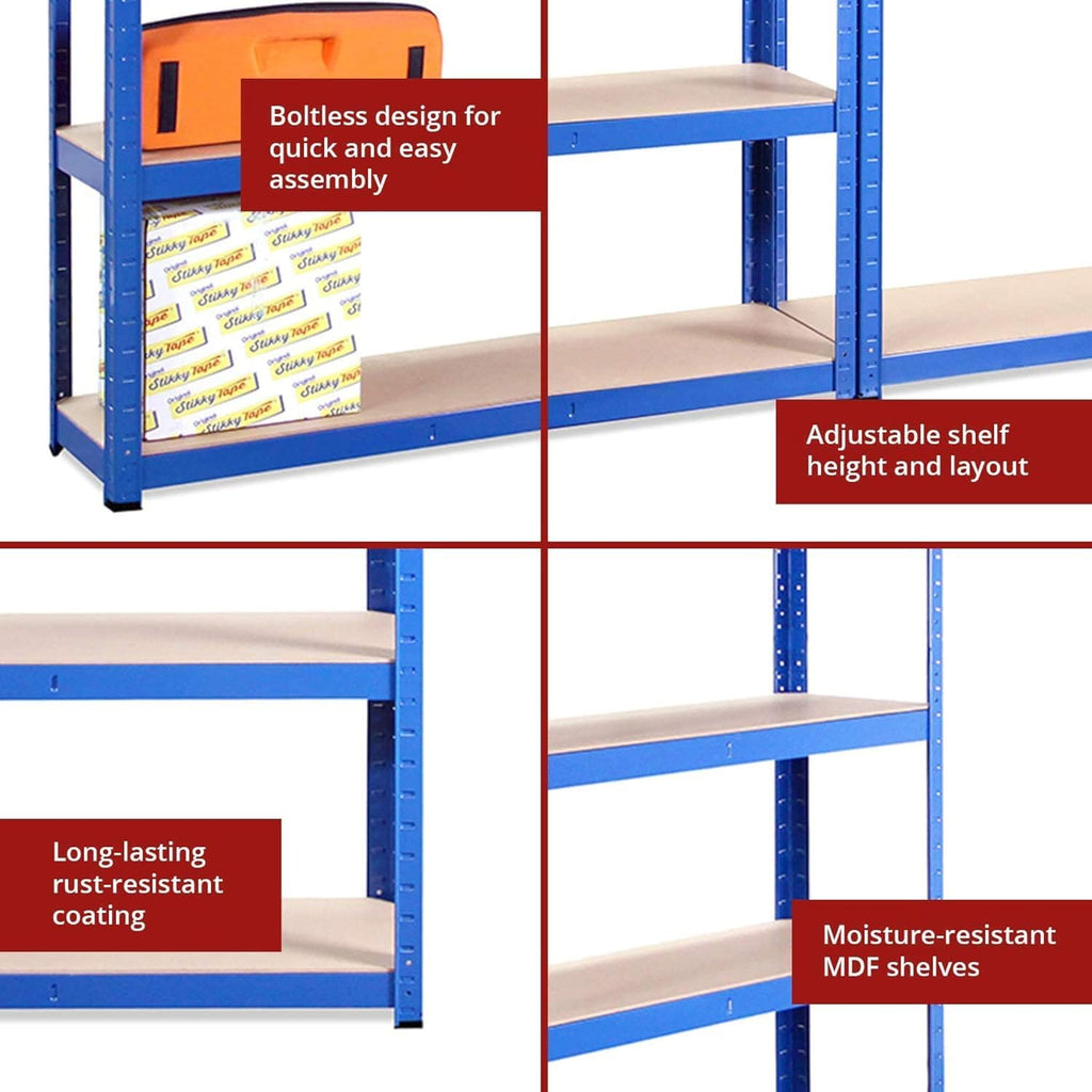 Heavy Duty Garage Shelving Units, 71" H x 35" L x 12" W, Blue V661