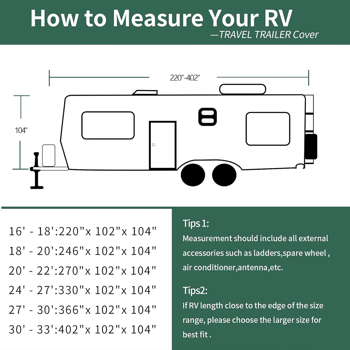 24ft Waterproof 6 Layers RV Travel Trailer Cover with Tongue Jack Cover J859