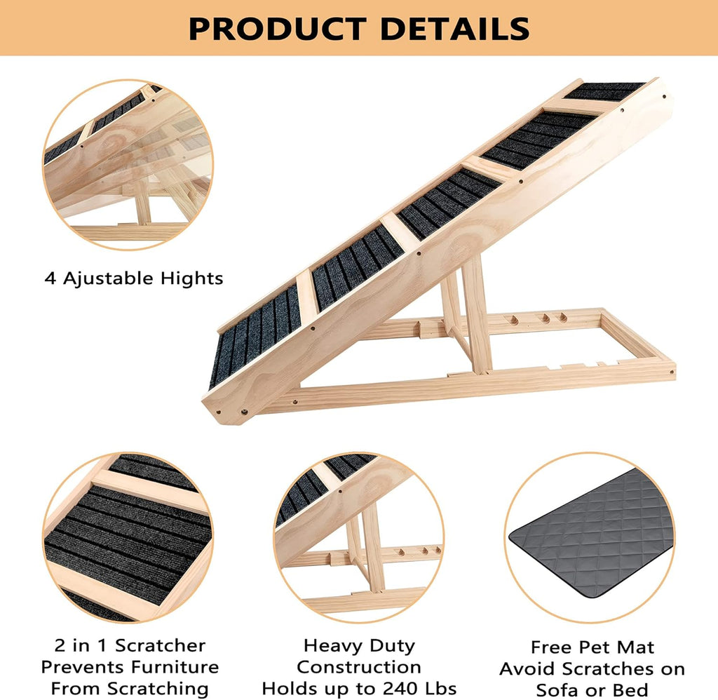 Adjustable Pet Ramp with Stairs, 40 Long E531