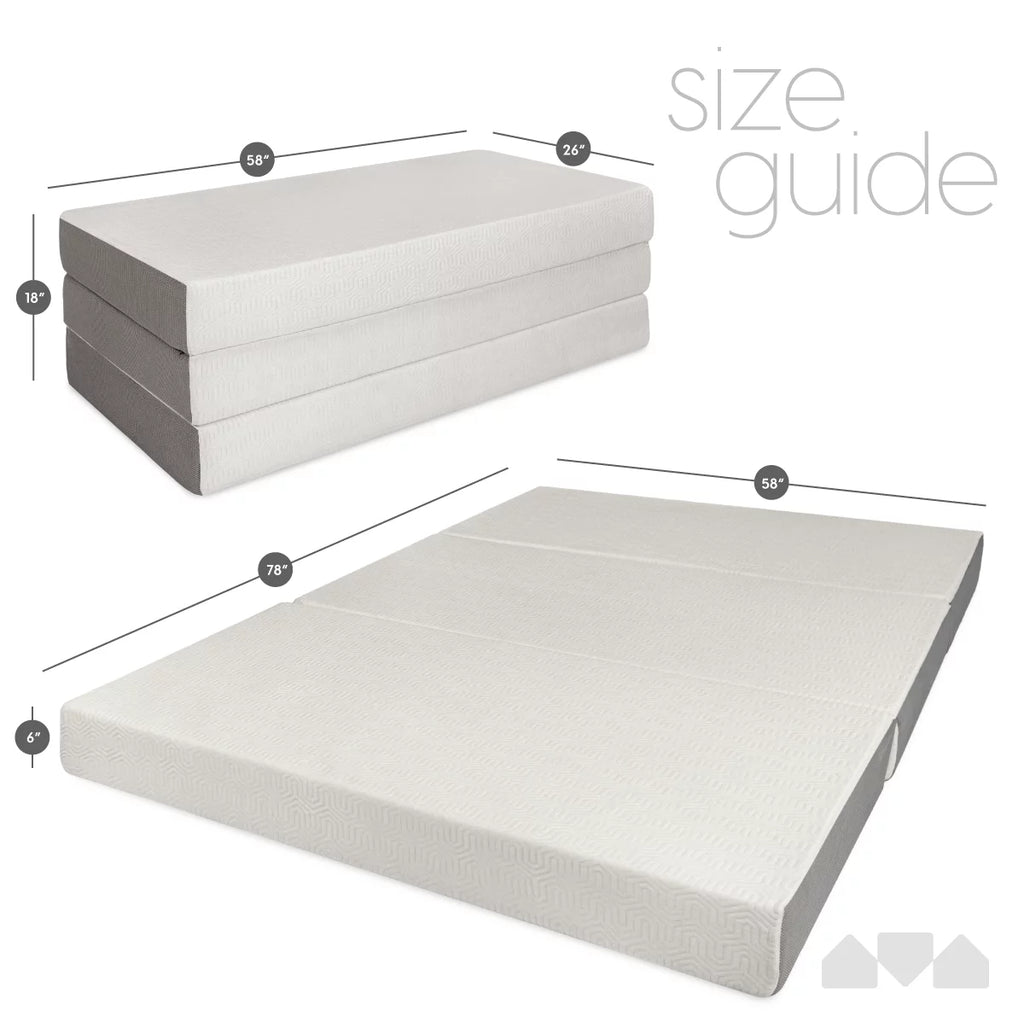 6-Inch Memory Foam Tri Folding Mattress Full Size H210