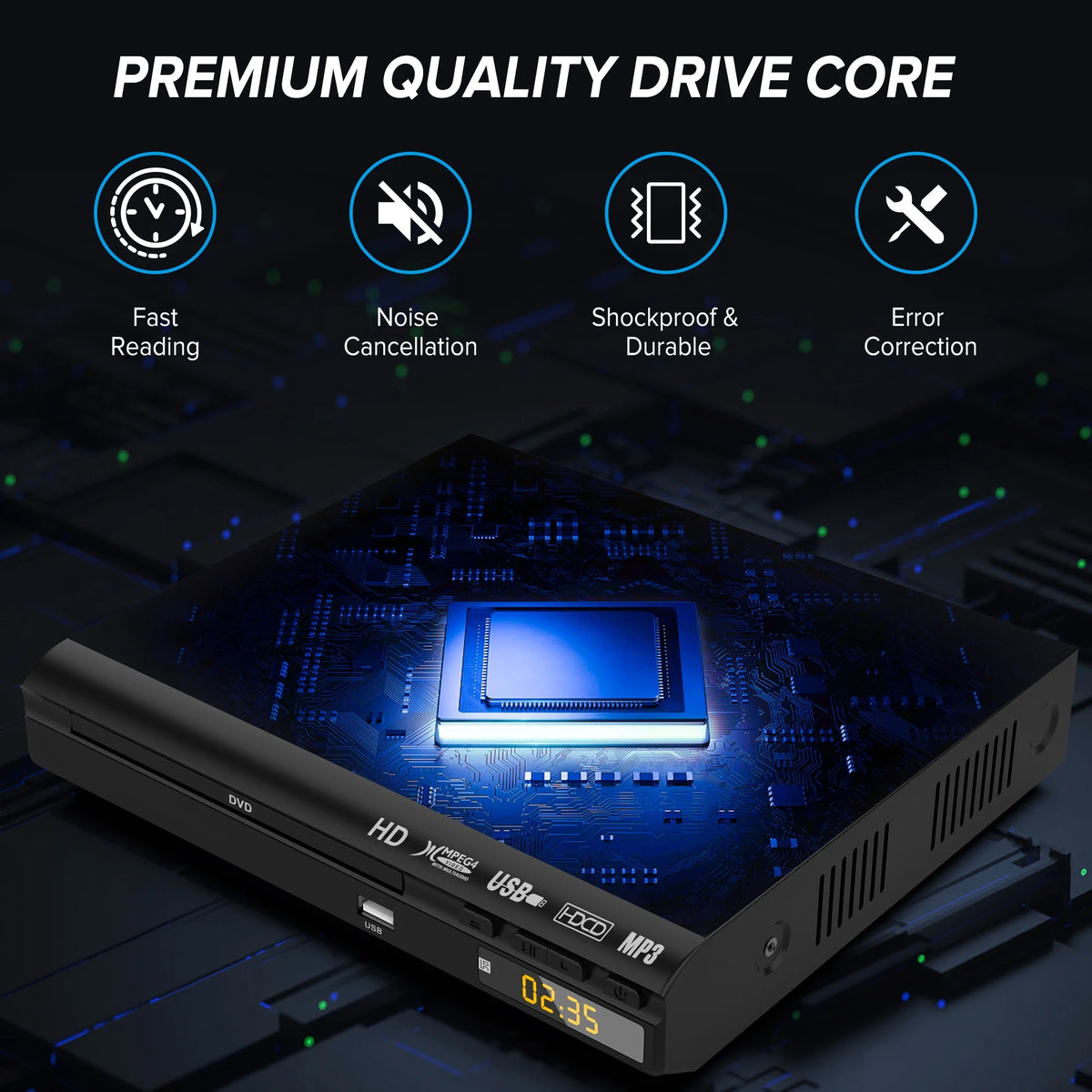 HD DVD Player for TV with USB Input and Remote Control W521