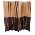 Black Paper Straw Weave 4-Panel Screen Room Divider S74836