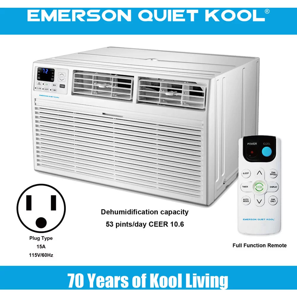 10,000 BTU 115-Volt Through-the-Wall Air Conditioner with Remote, White O8395