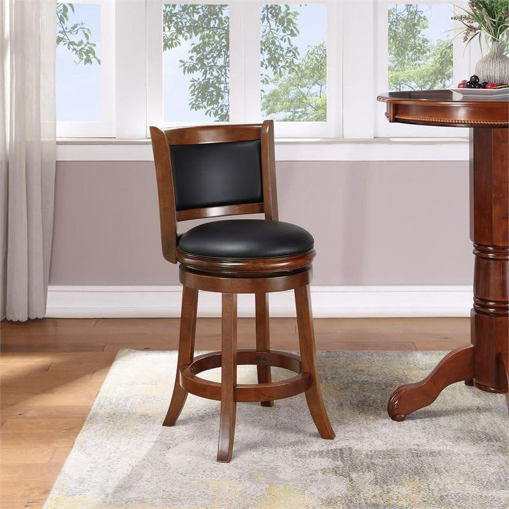 Mid-Century Wood Swivel Stool in Cherry/Black M47683