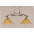 Two Light Island Brushed Nickel Finish with Gold Champagne Crystal Glass B950482