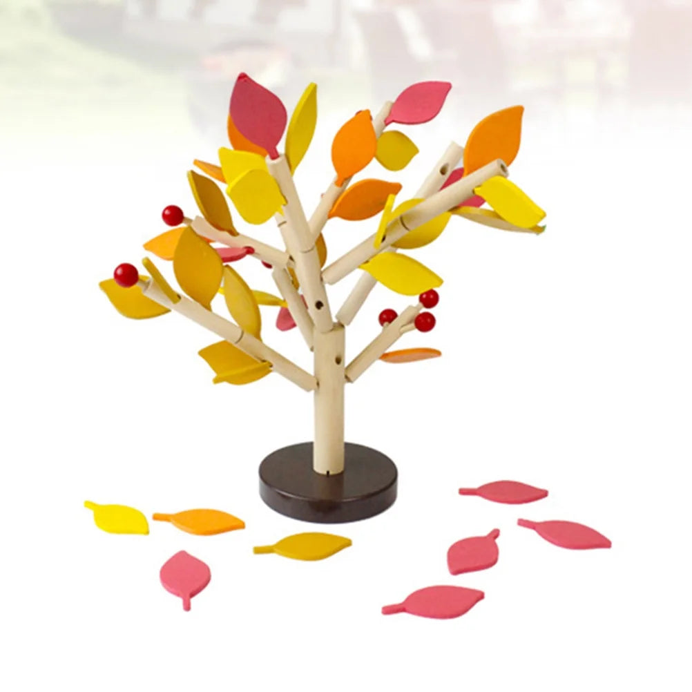 Creative Wooden Tree Blocks with Leaves 3D Building Set Toy U4043