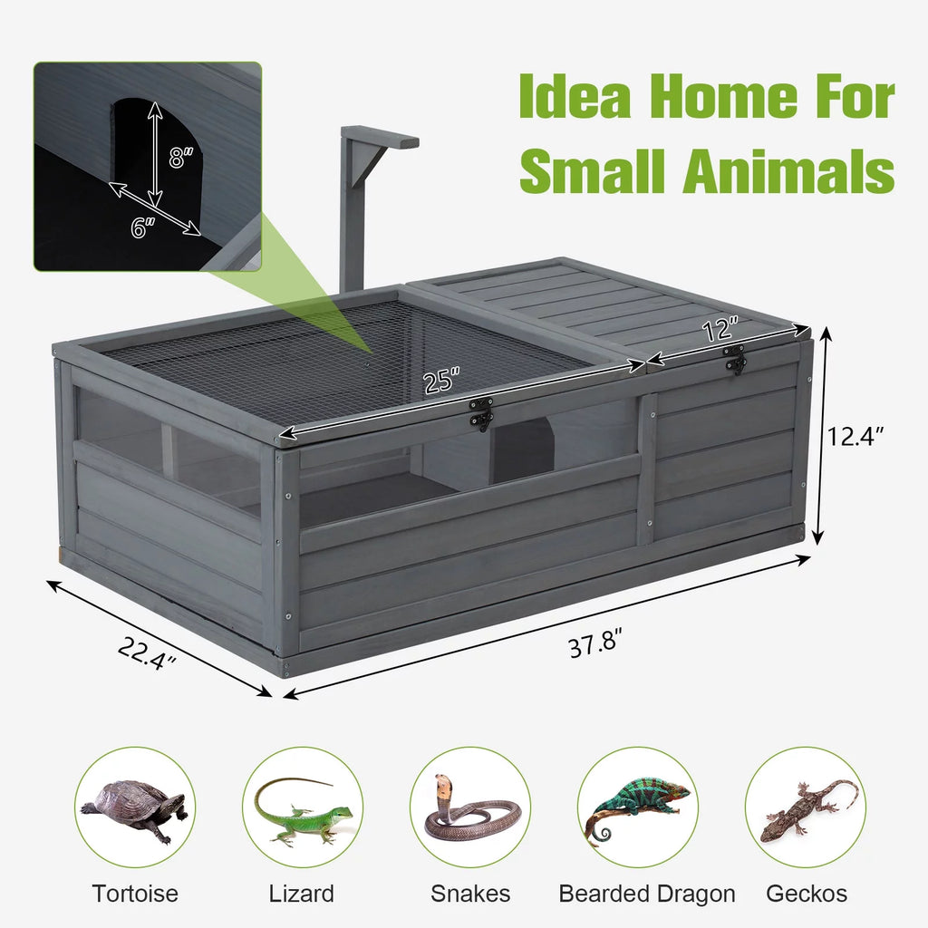 Large Wooden Tortoise House Enclosure with Support Frame Z9325