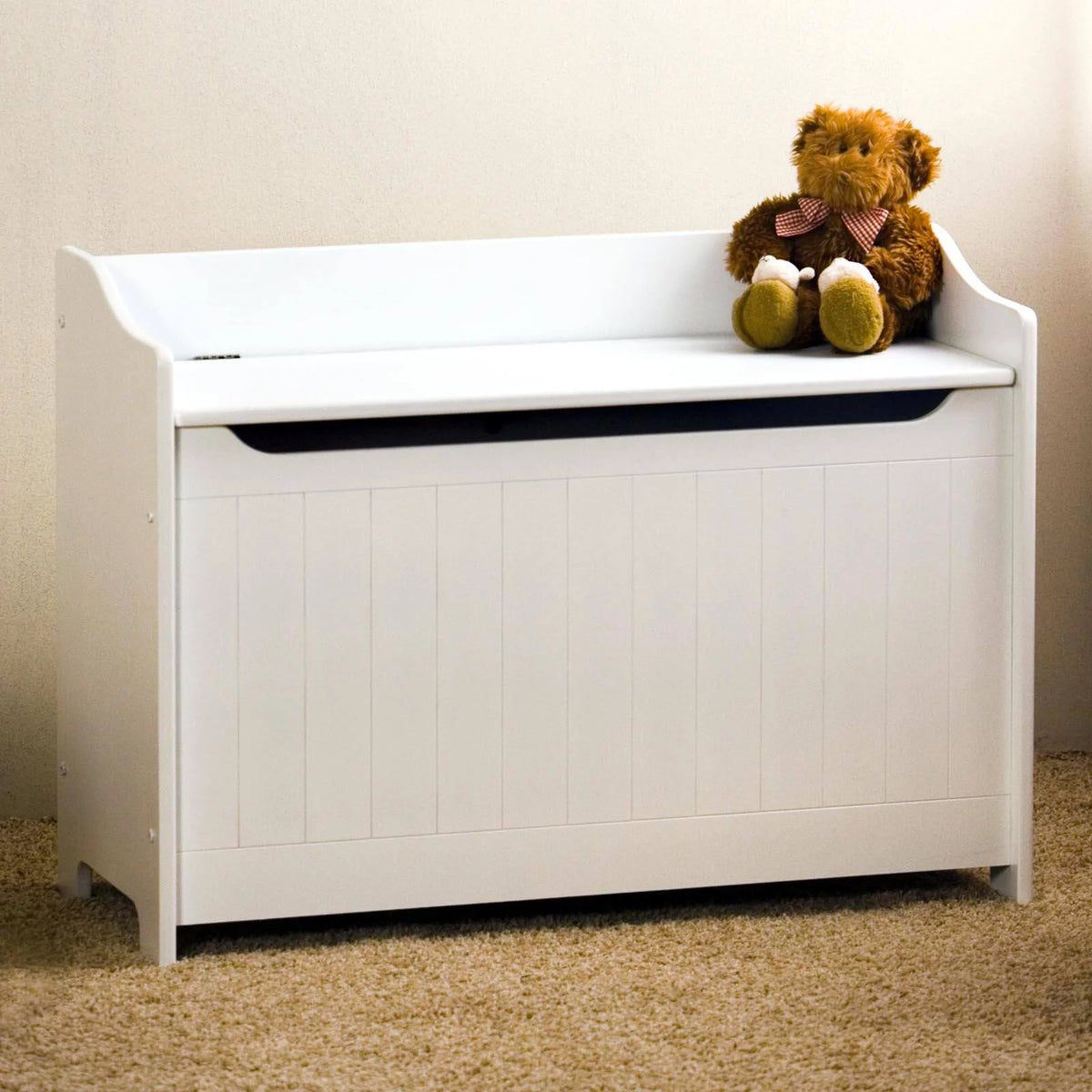 Wood Storage Bench in White F36426
