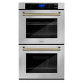 30 In. Double Wall Oven with Self Clean and True Convection in Stainless Steel and Champagne Bronze P460379