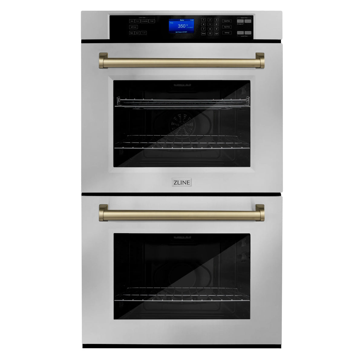 30 In. Double Wall Oven with Self Clean and True Convection in Stainless Steel and Champagne Bronze P460379