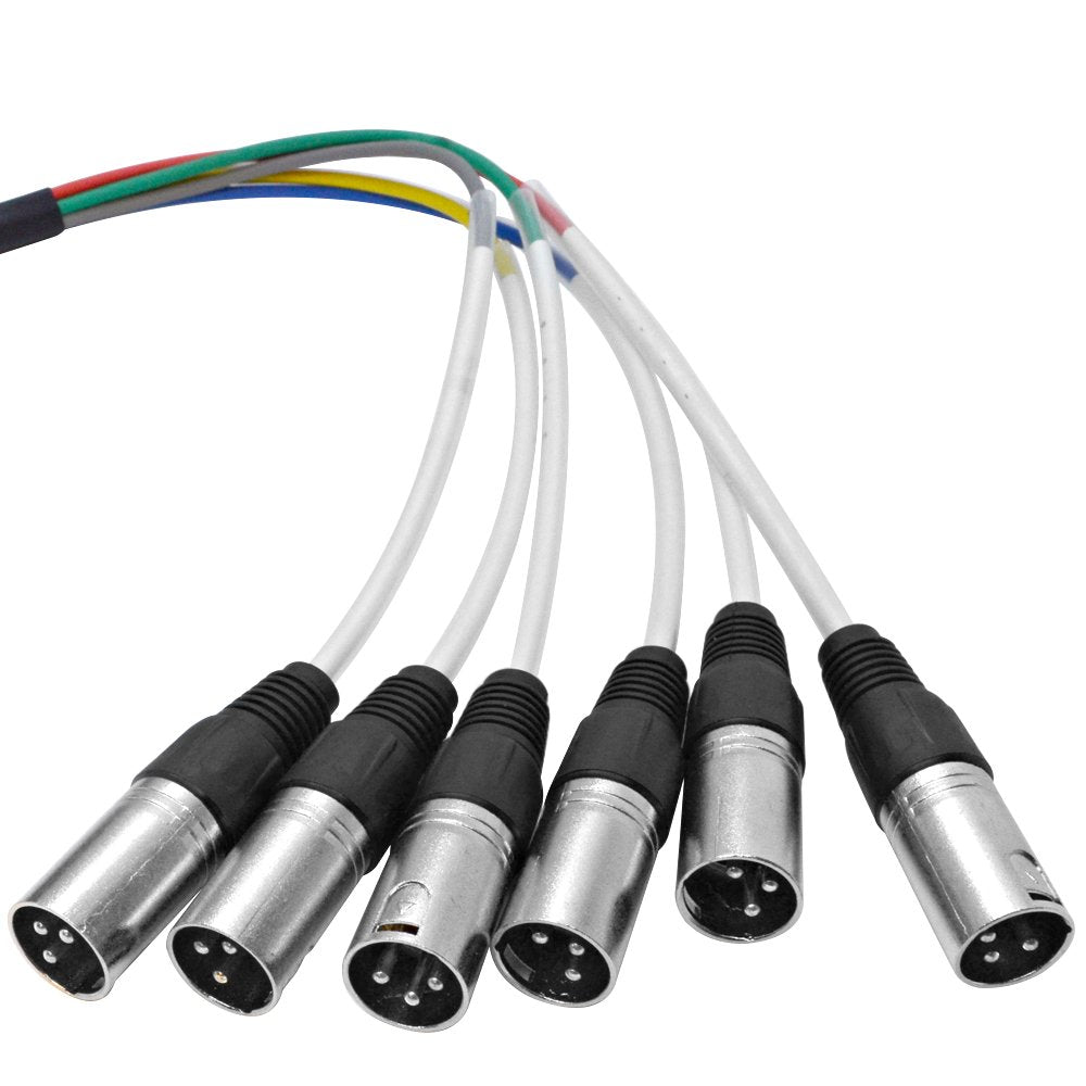 6 Channel XLR Colored Snake Cable 10 Feet Pack of 2 G200078