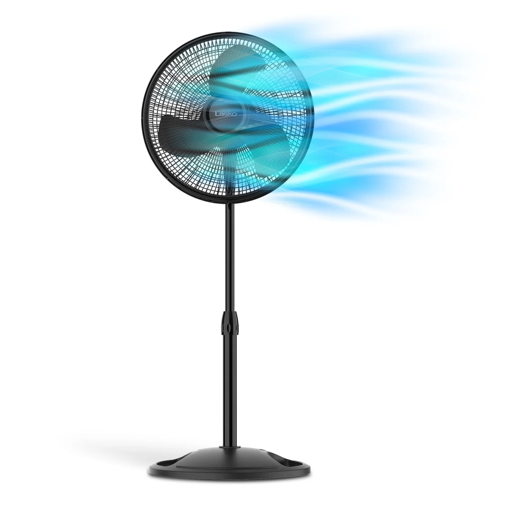 16 Oscillating Adjustable Pedestal Fan with 3-Speeds, Black Y1378