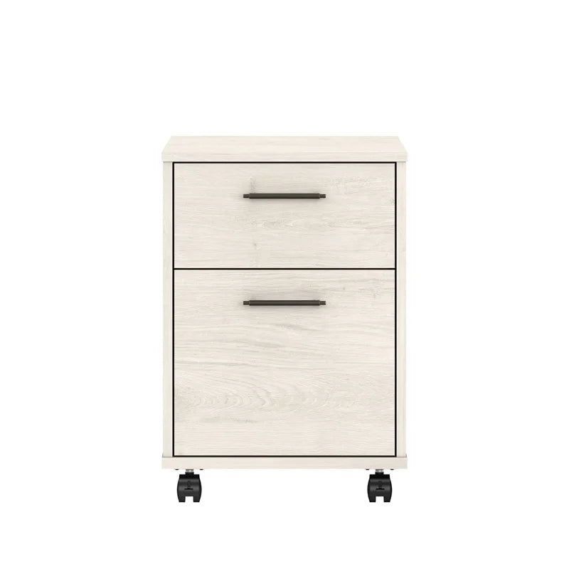2 Drawer Farmhouse Wood Mobile File Cabinet in Oak Q789