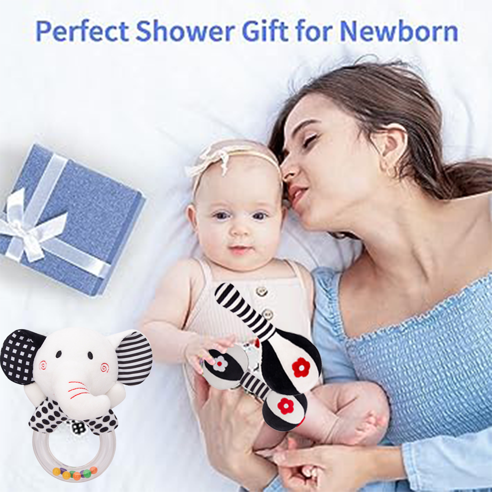 3Pcs Black & White Baby Rattles Set R5221