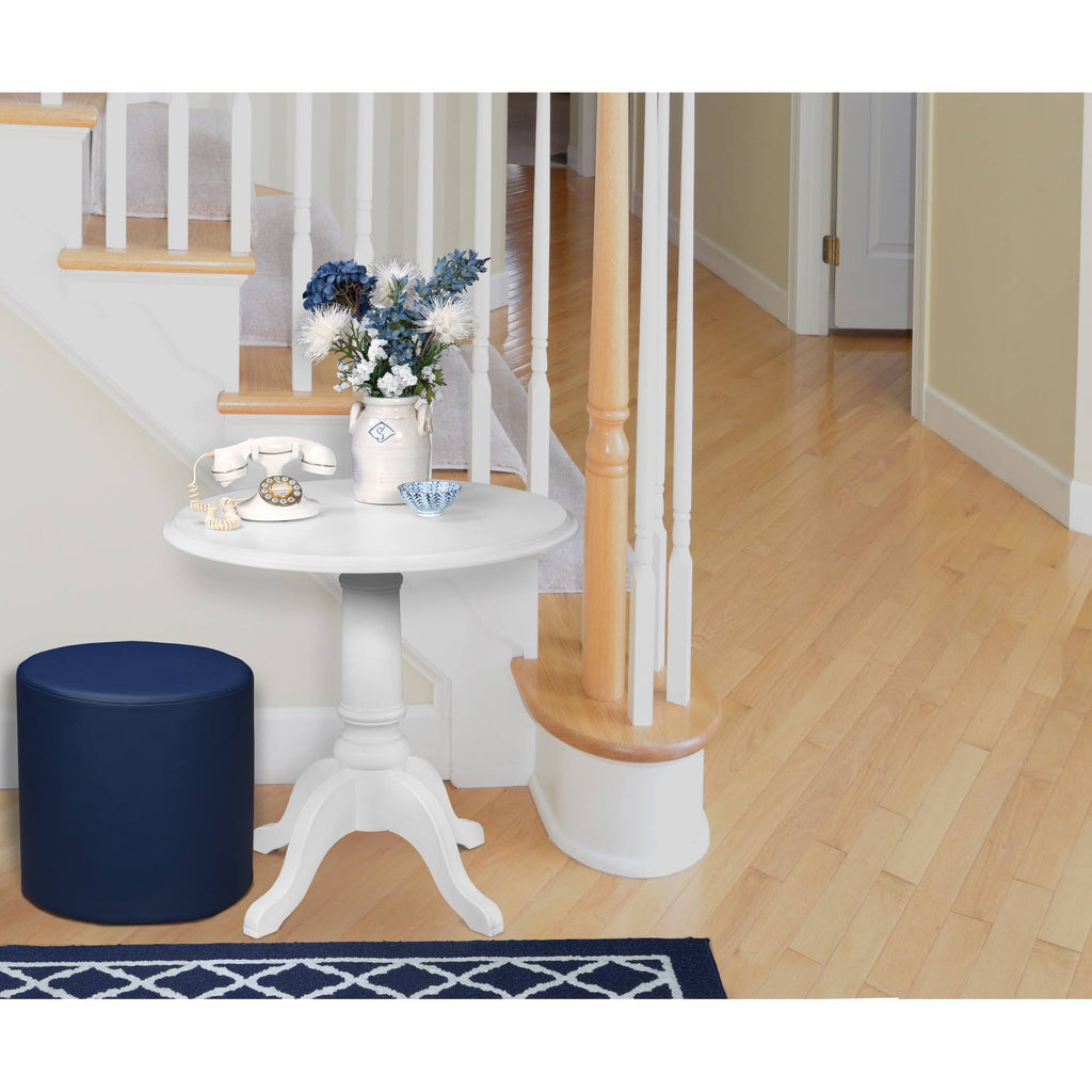 Naval Blue Round Ottoman Z388