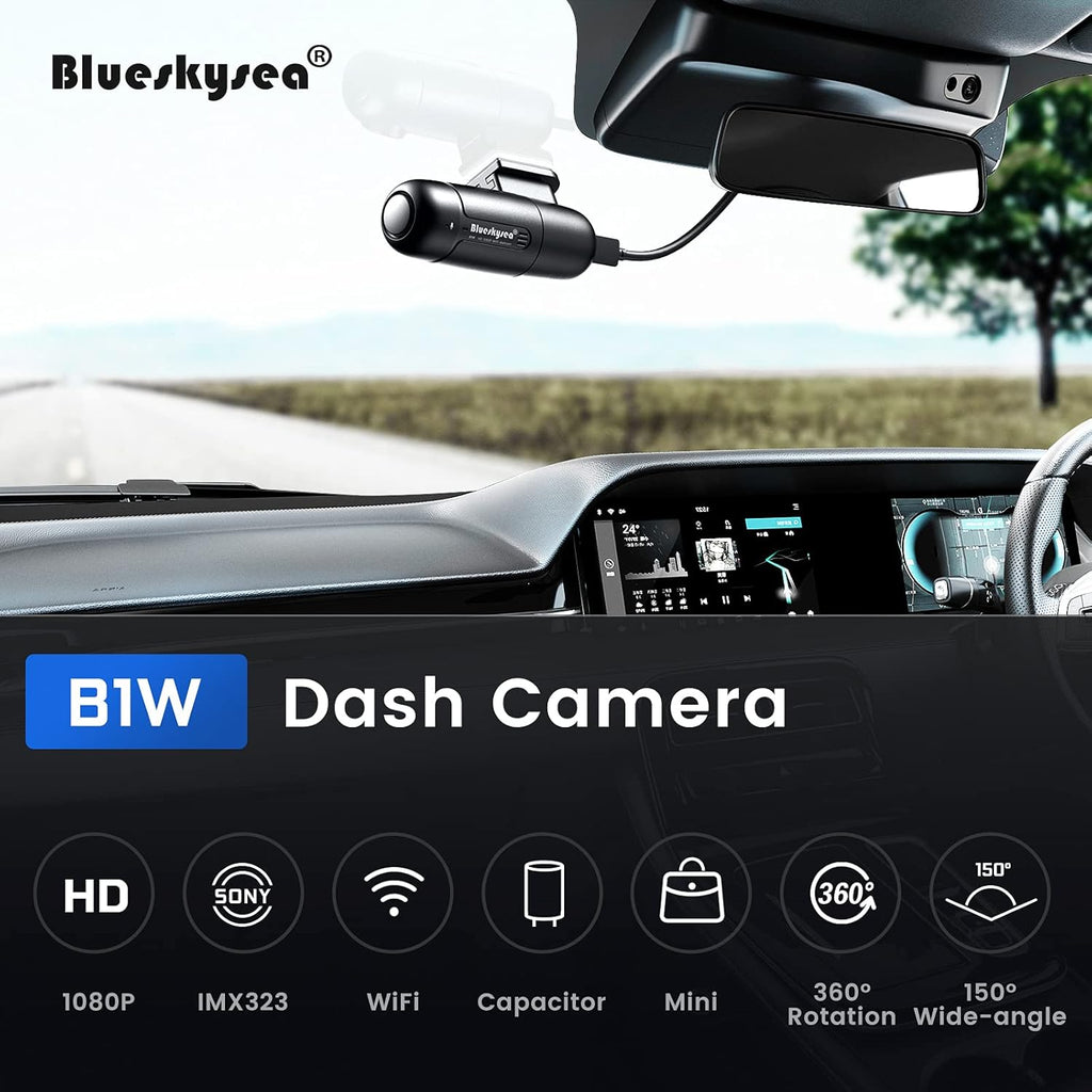 Small WiFi Dash Cam Camera 1080p 30fps G-Sensor Loop Recording Pack of 2 I62634