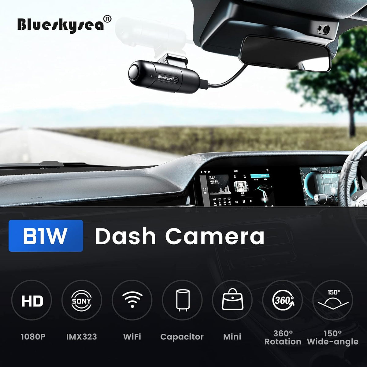 Small WiFi Dash Cam Camera 1080p 30fps G-Sensor Loop Recording Pack of 2 I62634