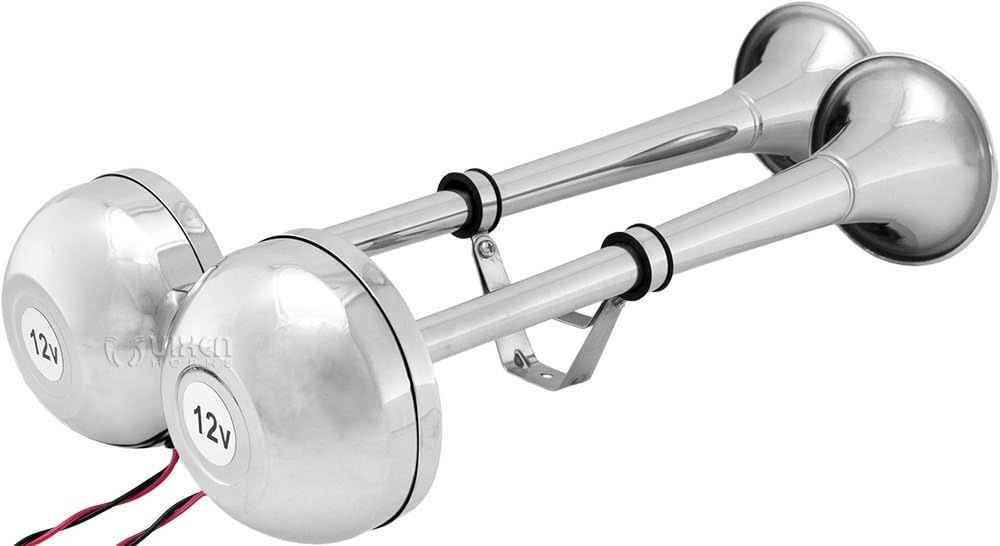 12V Chrome Stainless Steel Train Horn Y7708