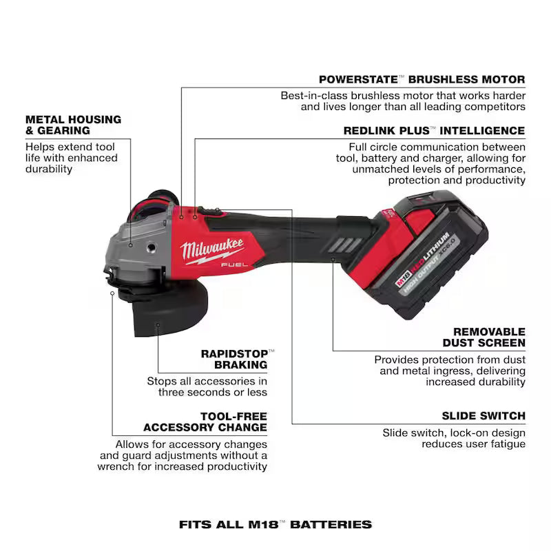 18V Cordless 4-1/2 in./5 in. Grinder Kit with Two 6.0 Ah Batteries F135