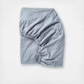 Organic Crinkled Percale Fitted Sheet Twin Steel Blue G9973
