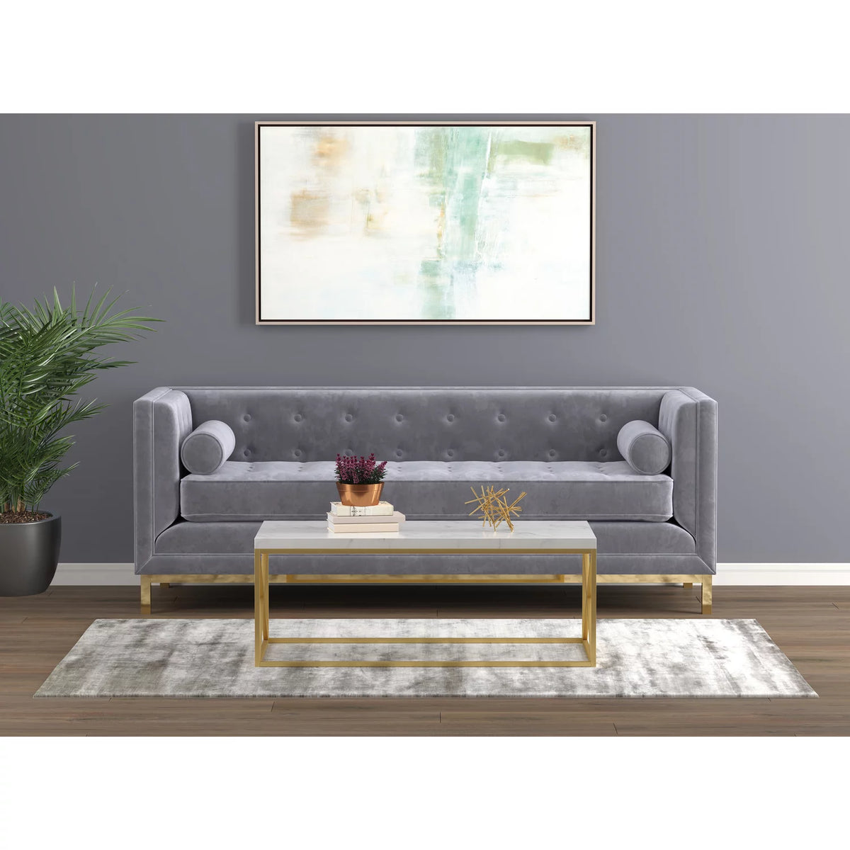 44"L Marble Gold Metal Coffee Table W666