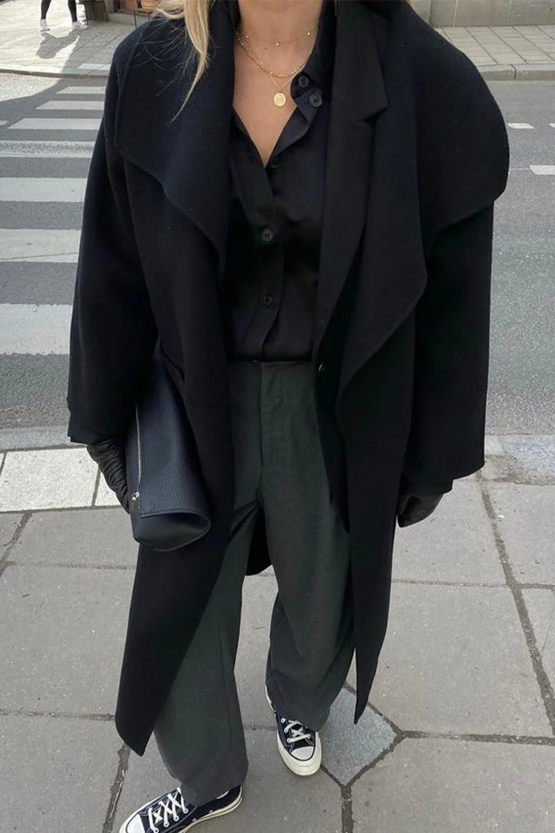 Solid Turndown Collar Outerwear W499801