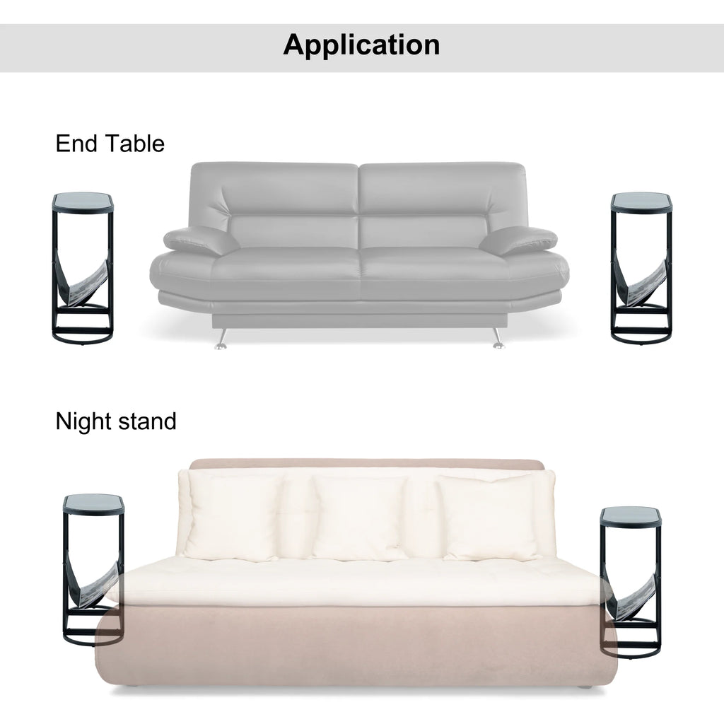 Glass Oval Side Tables with Storage N65554