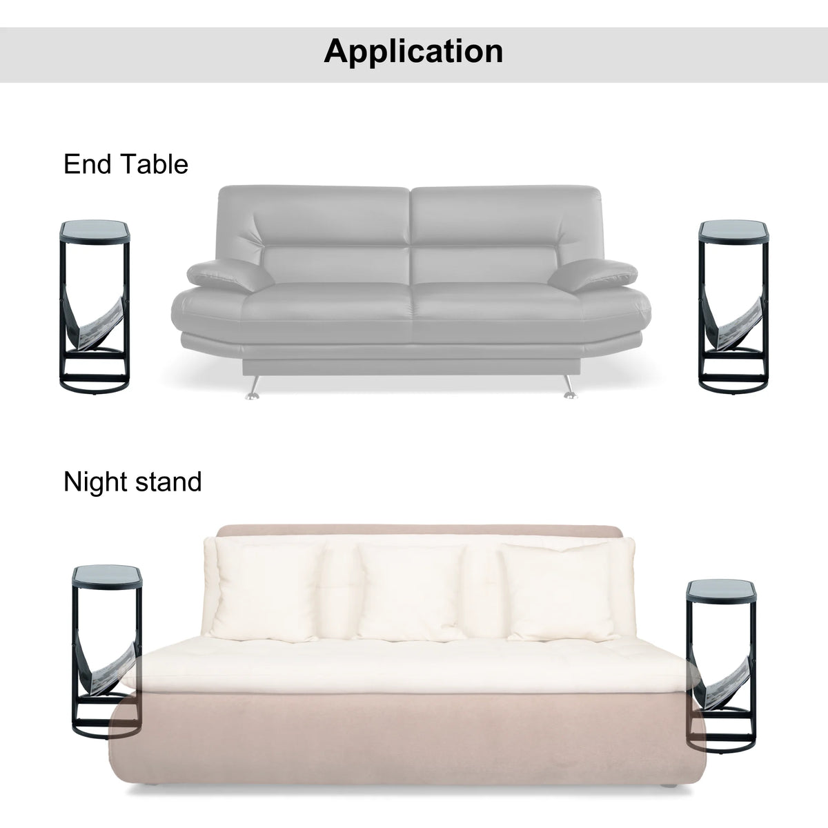 Glass Oval Side Tables with Storage N65554