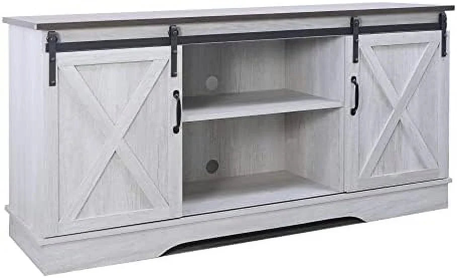 TV Stand Cabinet with Sliding Barn Doors and Adjustable Shelves C3721