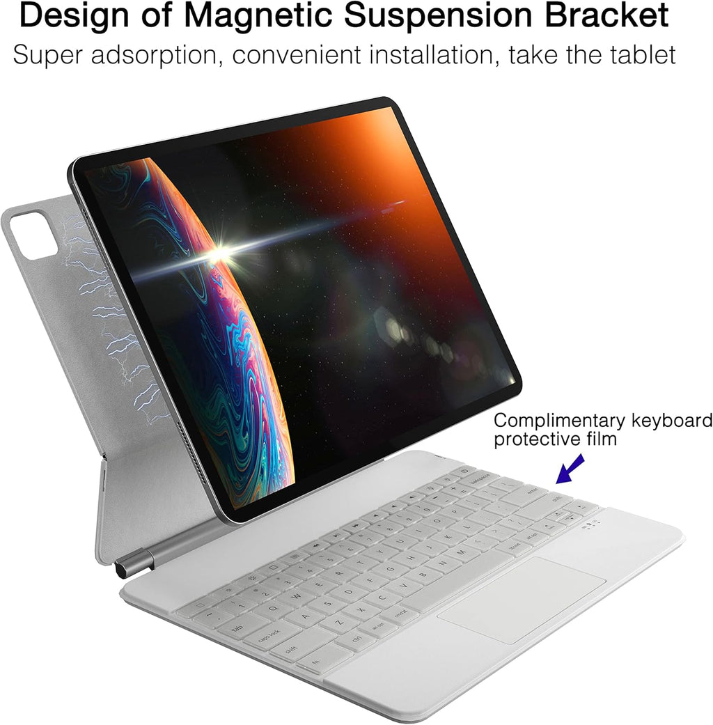 White Leather Magnetic Keyboard Case for iPad Pro 12.9 inch S121