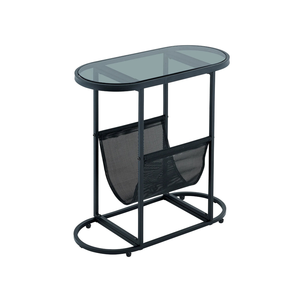 Glass Oval Side Tables with Storage N65554