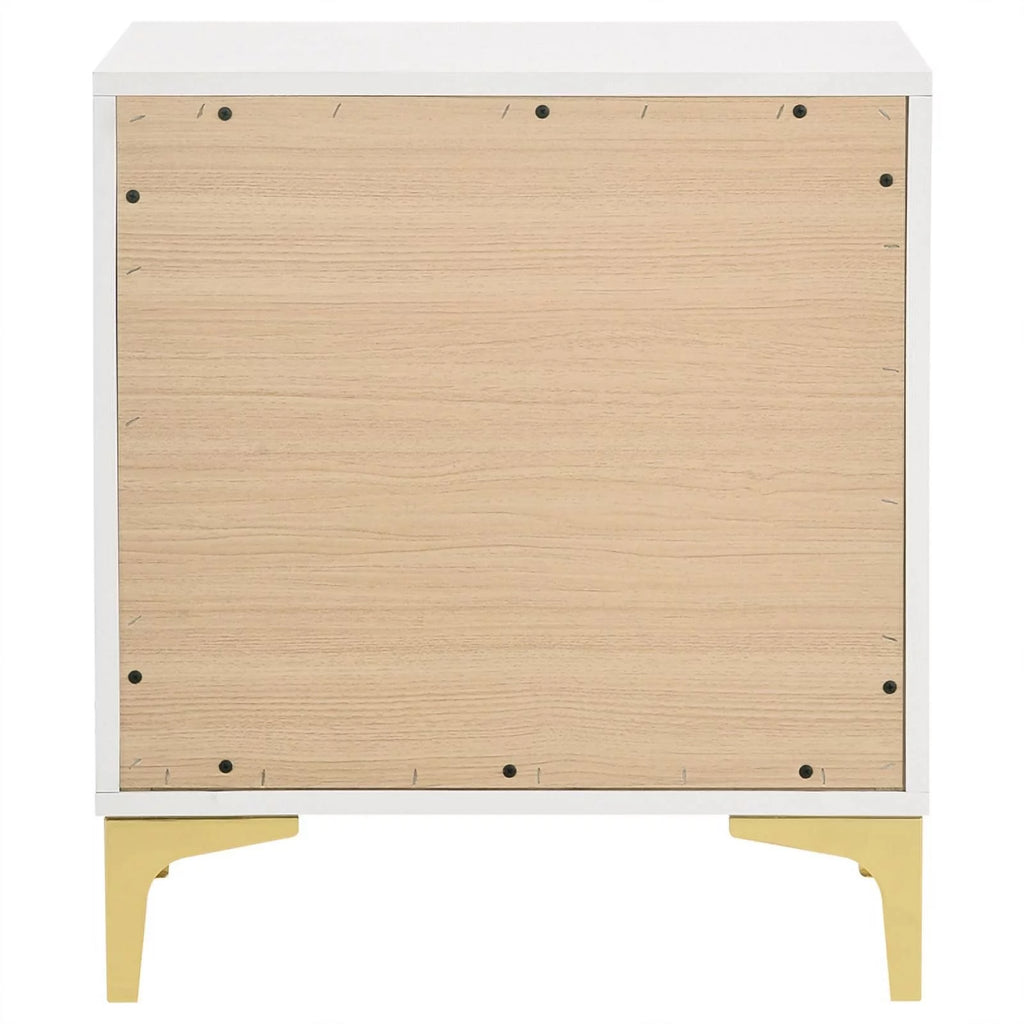 White 2-drawer Wood Nightstand with Metal Base E1909