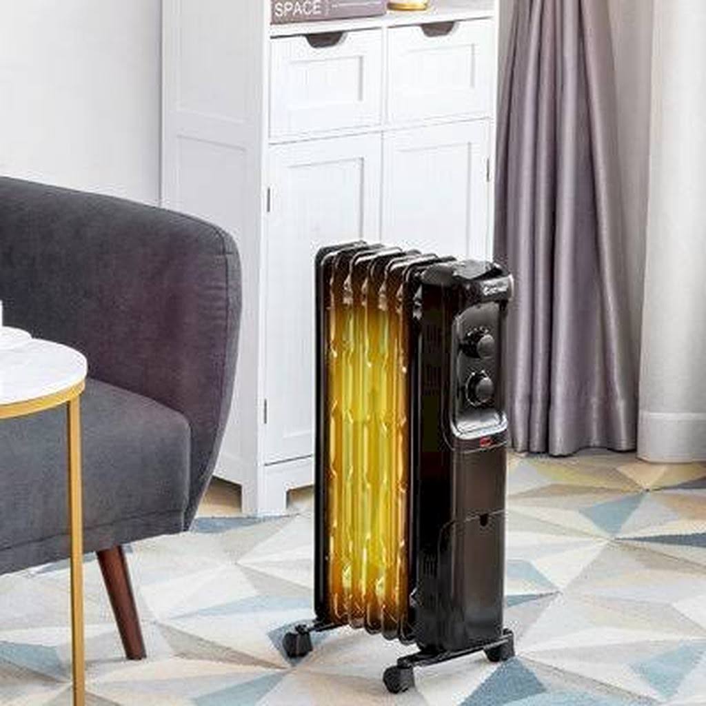 Black 1,500 Watt Electric Radiant Radiator Heater with Adjustable Thermostat U39014