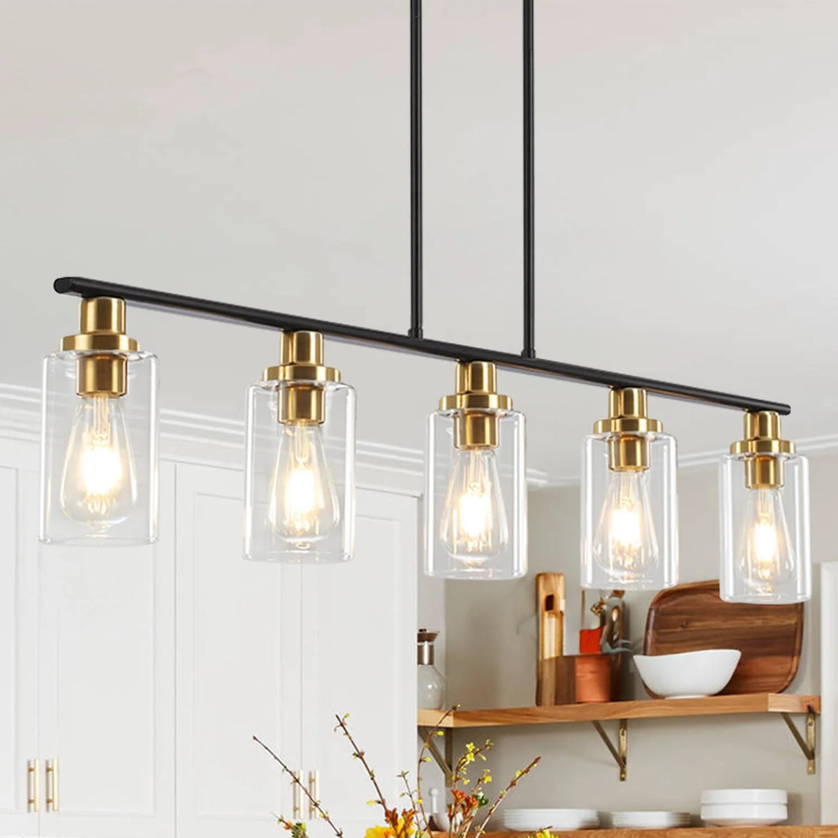 5 Lights Clear Glass Shade Island Light C483978
