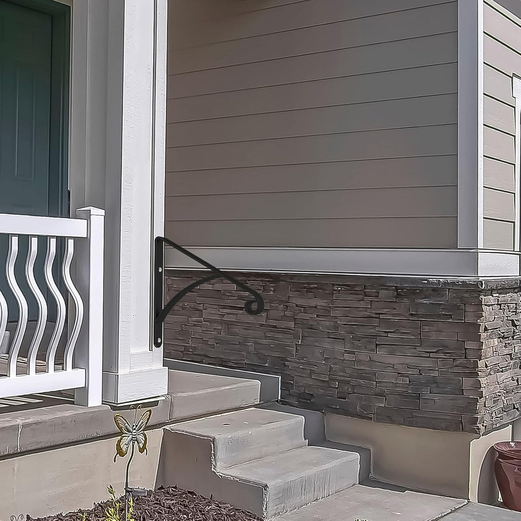 Black Metal Handrail for Outdoor Steps Stair Railing Kit L6760