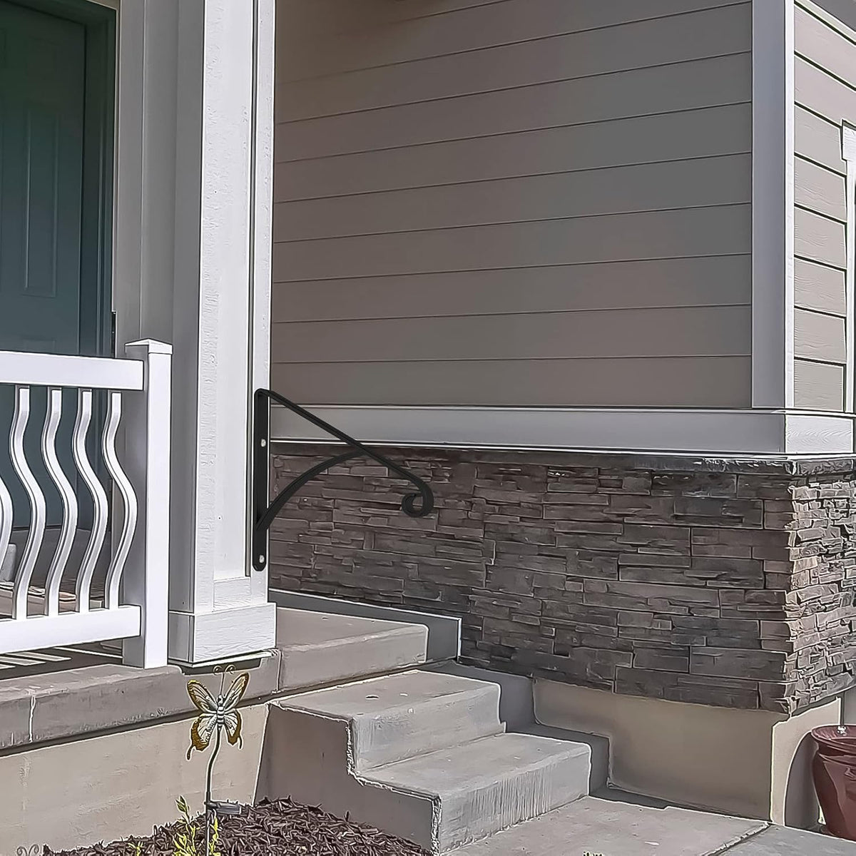 Black Metal Handrail for Outdoor Steps Stair Railing Kit L6760