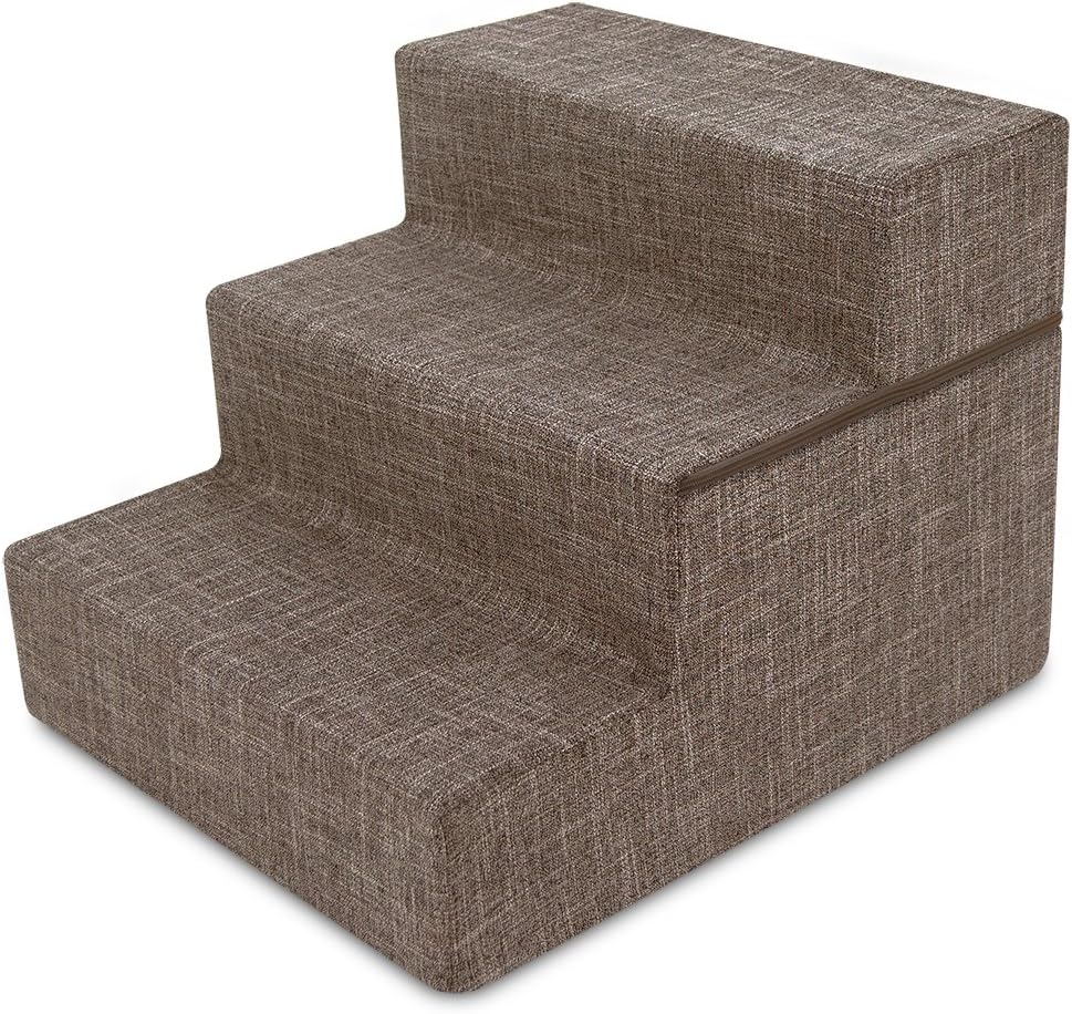 Ash Gray Linen 3-Steps Pet Stairs Pack of 2 D152035