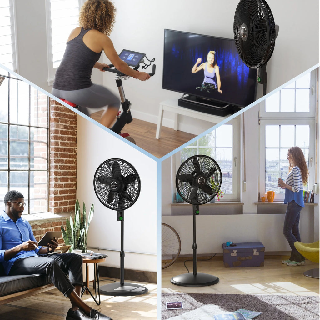 18" DC Motor Pedestal Fan with Remote, Black T450