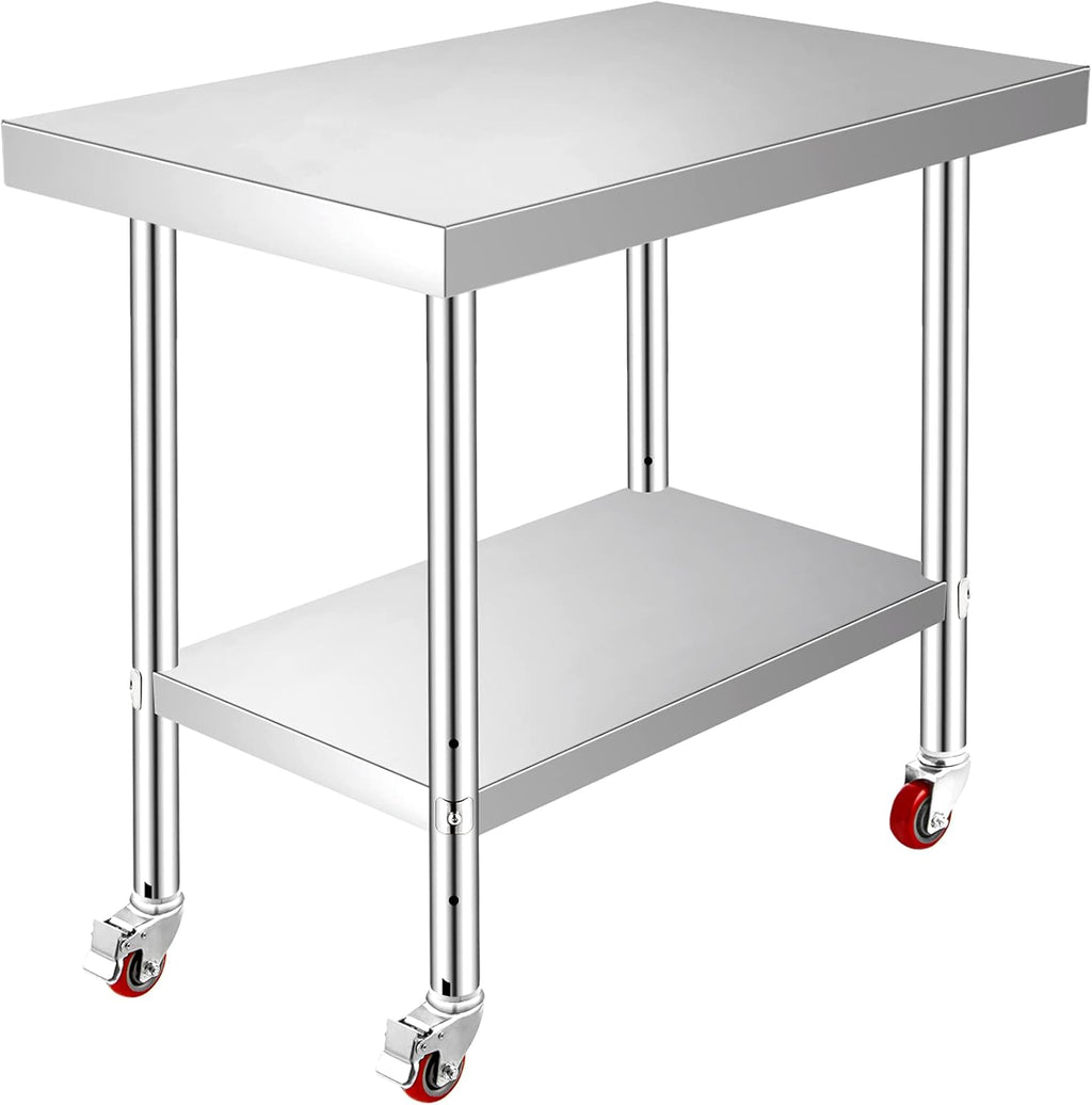 Stainless Steel Work Table with Wheels 24 x 12 x 32 Inch Q271243