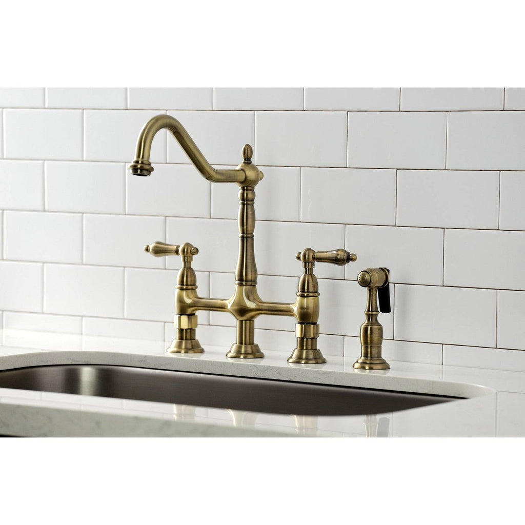Antique Brass Kitchen Faucet with Brass Sprayer V6413