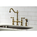 Antique Brass Kitchen Faucet with Brass Sprayer V6413